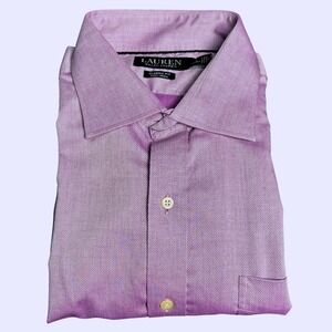 Lauren Ralph Lauren Mens‎ Classic Fit Non Iron Dress Shirt Purple Size 17 32 33